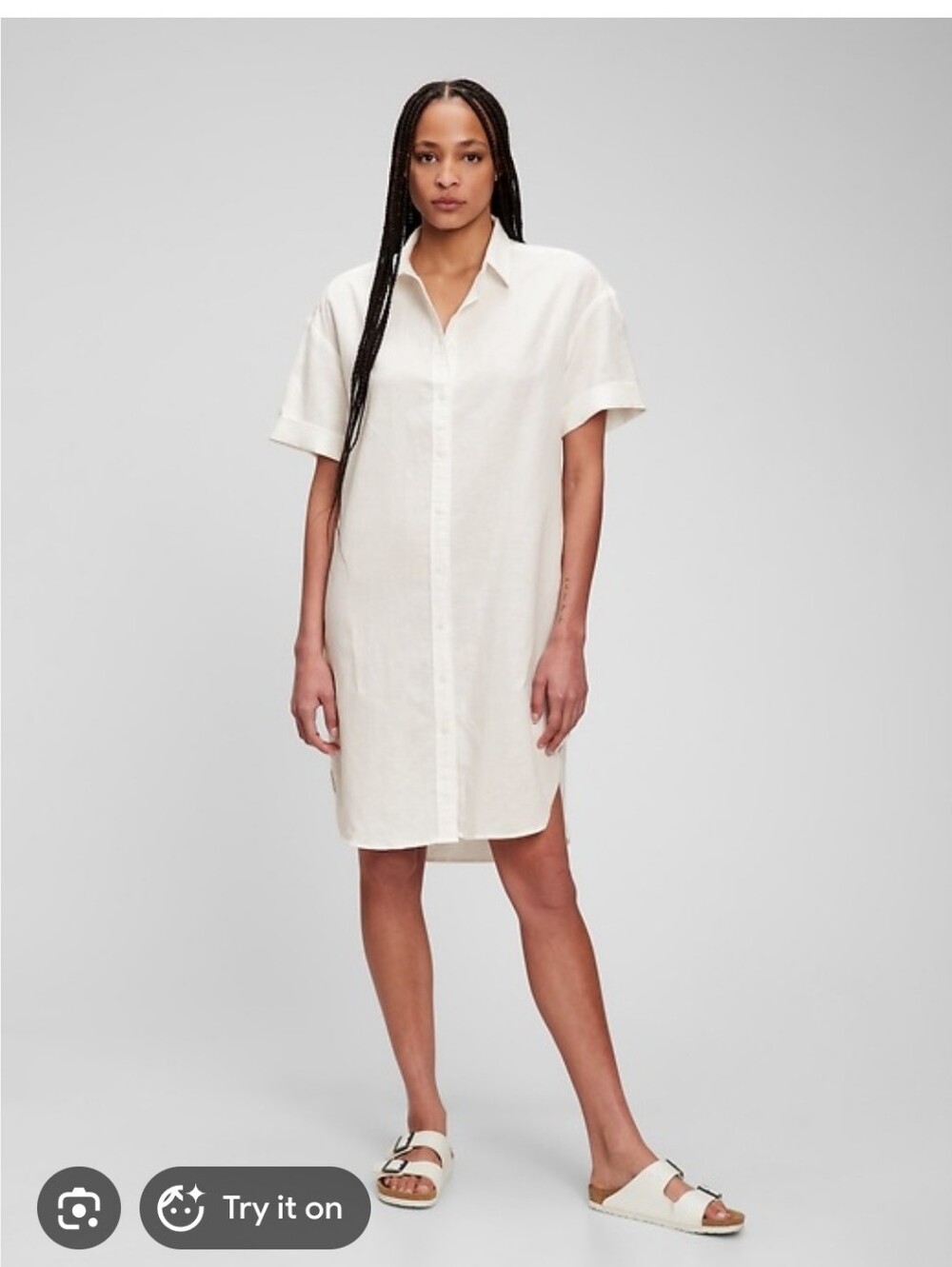 GAP White Short-Sleeve Shirtdress